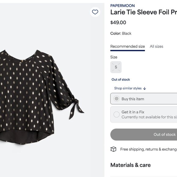 Stitch Fix Papermoon Black Silver Metallic Top Small - Picture 4 of 7